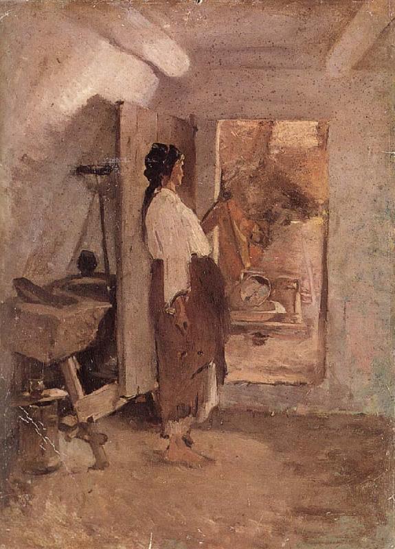 Old Woman Sewing, Nicolae Grigorescu